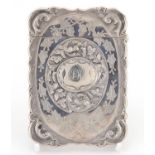Victorian silver card case with embossed and chased decoration, by Hilliard & Thomason, Birmingham