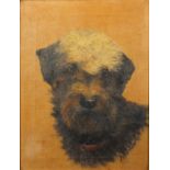 Portrait of a lurcher, Edwardian oil on canvas, bearing an indistinct signature possibly Morter,