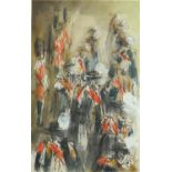 Parter Procession, Windsor, Royal interest heightened watercolour on paper, inscribed verso, mounted