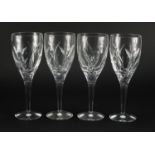Four Waterford Crystal wine glasses by John Rocha boxed, 23cm high : For Further Condition Reports