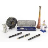 Miscellaneous objects including a Jubilee silver spoon with fitted case, miniature brass and