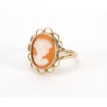 9ct gold cameo maiden head ring, size K, approximate weight 2.0g : For Further Condition Reports