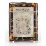 Victorian blonde tortoiseshell, Mother of Pearl and Abalone calling card case, decorated with