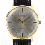 Gentleman's 18ct gold Belca Deluxe wristwatch, the case numbered 03084, 3.5cm in diameter :For