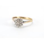 9ct gold diamond three tier cluster ring, size M, approximate weight 1.8g : For Further Condition