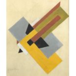 Abstract composition, geometric shapes, Russian school gouache, bearing a signature possibly E