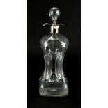 Victorian silver hourglass decanter with silver collar, indistinct makers mark, Sheffield 1897, 31cm