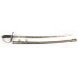 American Military interest dress sword and scabbard by A H Dondero of Washington, the steel blade