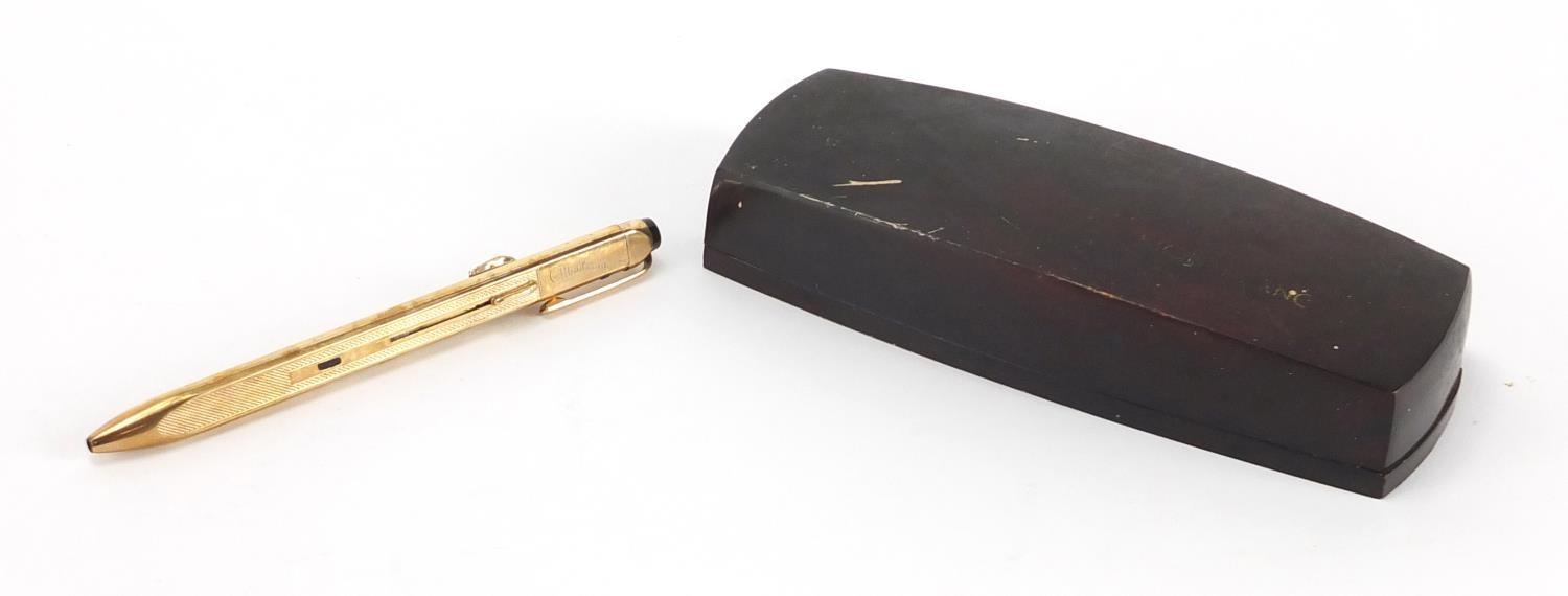 Monte Blanc gold plated pen with triangular body and case :For Further Condition Reports Please