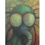 After Max Ernst - The Fly, surreal school oil on board, framed, 44.5cm x 34.5cm :For Further