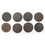 Eight late 18th century half penny Conder tokens comprising Emsworth, Petersfield, Portsmouth and