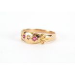 Victorian unmarked gold ruby and diamond ring, size P, approximate weight 2.2g : For Further