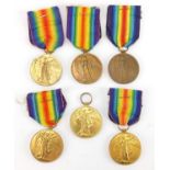Six British Military World War I victory medals, various regiments including Royal Navy, Grenadier