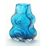 Whitefriars kingfisher blue textured cello vase, designed by Geoffrey Baxter, 18.5cm high :For