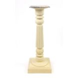 Cream reeded column torchiere with marble top, 108cm high : For Further Condition Reports Please
