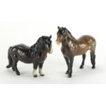 Two Beswick ponies, Shetland and Exmoor, one with paper label, the largest 16cm high : For Further
