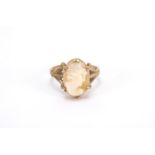 9ct gold cameo maiden head ring, size N, approximate weight 3.0g : For Further Condition Reports