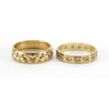 9ct gold wedding ring and an eternity ring, sizes N and P, approximate weight 5.0g : For Further