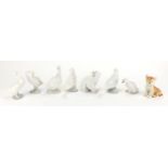 Eight collectable animals, Nao, Lladro and USSR, the largest 12cm high : For Further Condition