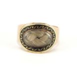 Georgian unmarked gold black and white enamel mourning ring, engraved Tho's Robson. ?.30.Oct 1797 ze