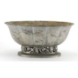 Danish Art Nouveau pewter centre piece with lobed rim by Just Andersen, factory marks and numbered