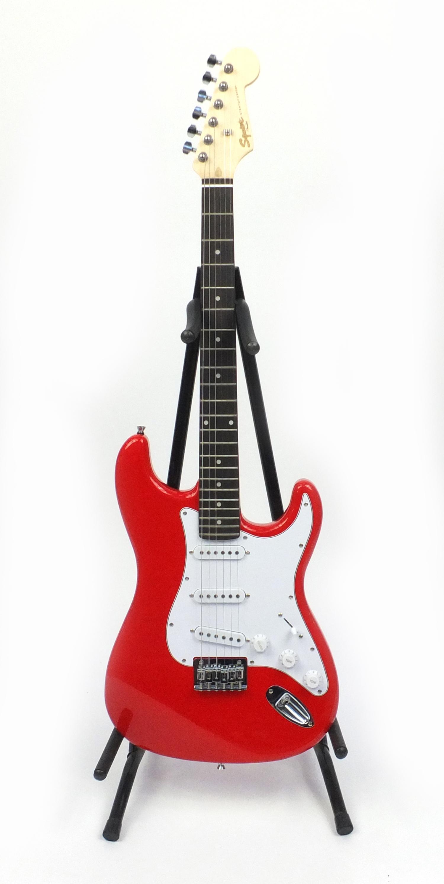 Squier Stratocaster by Fender six string electric guitar, serial number CMF18000158 : For Further