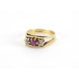 18ct gold garnet and diamond ring, size J, approximate weight 3.8g : For Further Condition Reports
