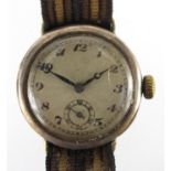 British Military gentleman's silver Rolex trench wristwatch, with subsidiary dial, 3cm in