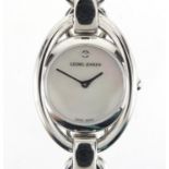 George Jensen Bath design stainless steel wristwatch, numbered 001224, 2.2cm in diameter :For