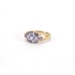 9ct gold purple stone and diamond cluster ring, size N, approximate weight 2.7g : For Further
