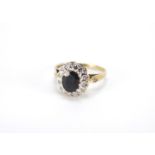 9ct gold sapphire and diamond ring, size L, approximate weight 2.8g : For Further Condition