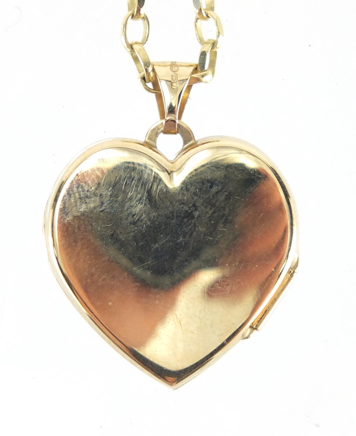 9ct gold love heart locket on a 9ct gold necklace, approximate weight 7.8g : For Further Condition - Image 3 of 4