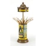 Novelty French brass advertising cigarette dispenser, 22.5cm high : For Further Condition Reports