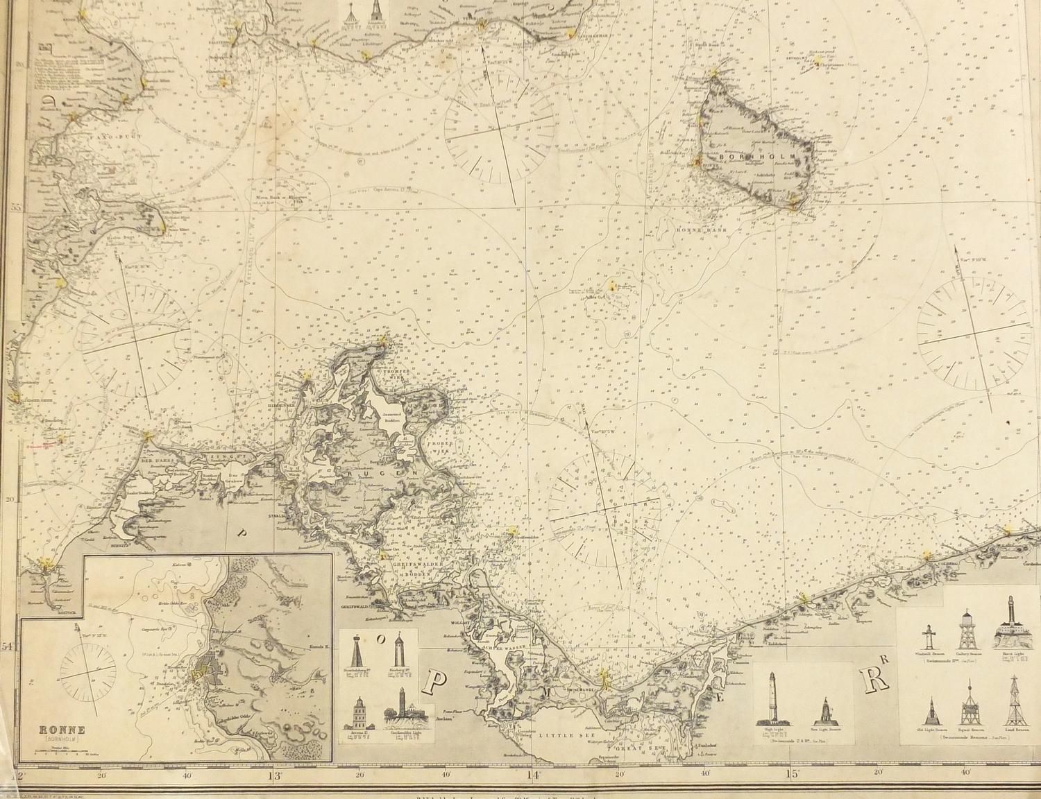 Three 19th century Nautical Charts comprising The North Sea drawn by J S Hobbs published by - Image 11 of 19