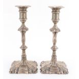 Pair of silver candlesticks, by George Edward & Sons of Glasgow, Sheffield 1918, 25cm high,