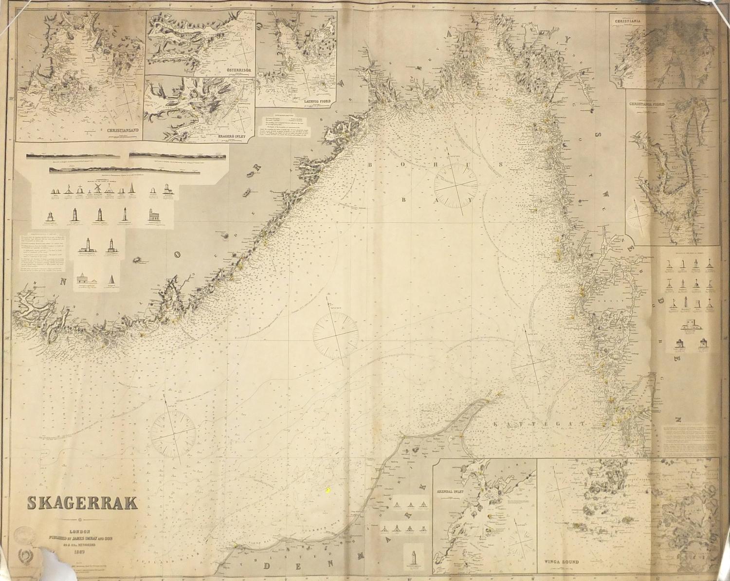 Three 19th century Nautical Charts comprising Kattegat compiled from recent Danish surveys published - Image 6 of 13