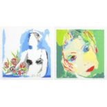 Sylvia Kristel - Two females, pair of pencil signed screen prints, limited edition 10/1250 and 502/