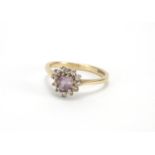 9ct gold purple and clear stone love heart ring, size M, approximate weight 2.2g : For Further