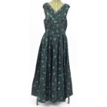 1930's floral print and glitter dress, 120cm in length : For Further Condition Reports Please