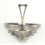 Art Nouveau WMF silver plated pewter trefoil dish, impressed marks to the base, 26cm high :For