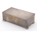 Rectangular silver cigar box, the hinged lid with engine turned decoration, by Mappin & Webb