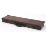 19th century leather gun case by Cogswell & Harrison of New Bond Street London, 82.5cm wide :For