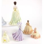 Eight collectable figurines, Coalport and Royal Doulton, the largest 23cm high : For Further
