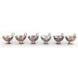 Set of six Swedish silver punch cups with planished decoration, K & E C makers mark, each 5.5cm
