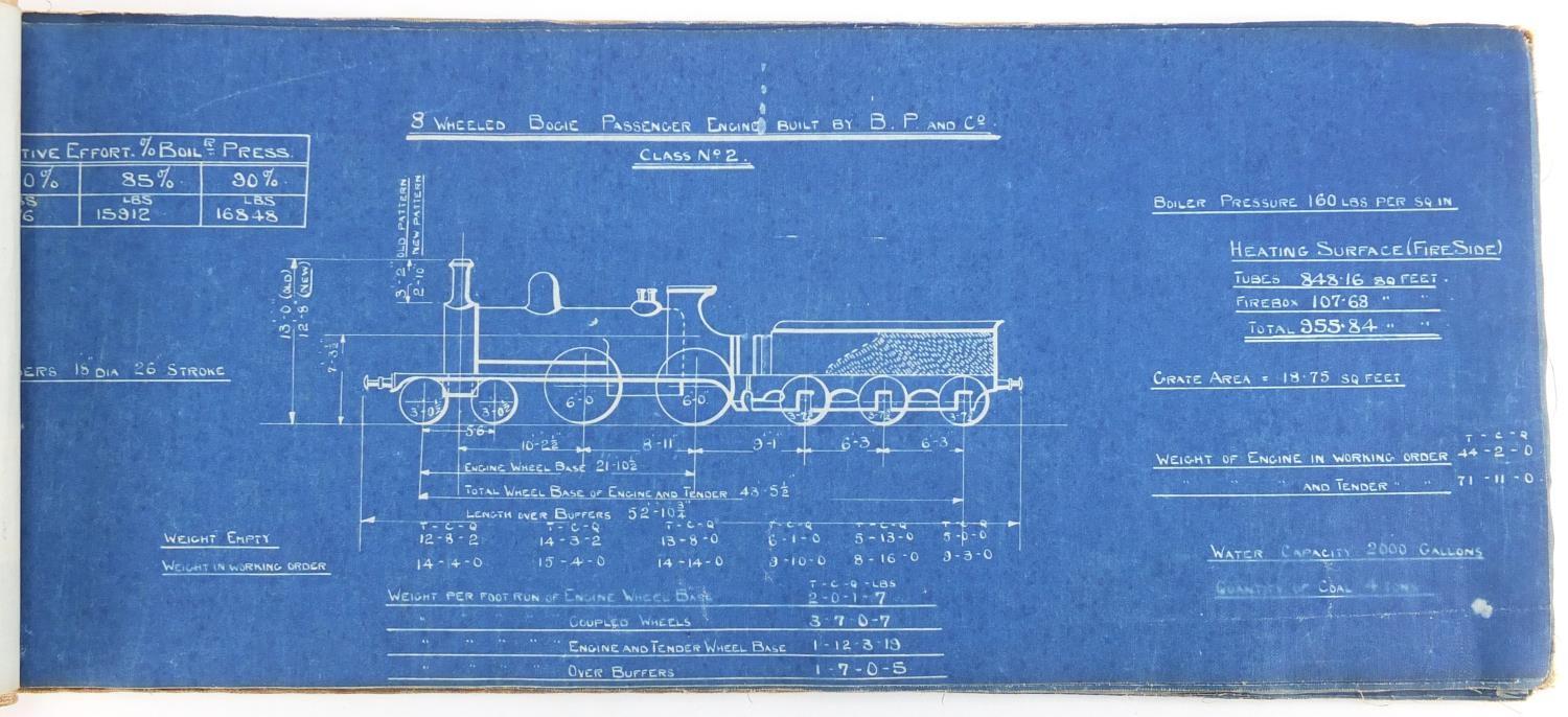 Early 20th century Railwayana interest linen book of engine diagrams including Ten Wheeled Bogie - Image 3 of 9
