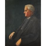 Manner of Sir William Orpen - Portrait of a Clergy Man, oil on canvas, bearing two labels