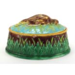 Victorian majolica game tureen and cover by George Jones, applied mark and numbered 1785 to the