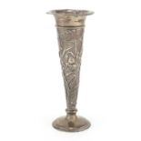 Art Nouveau silver tulip vase embossed with stylised flowers, by William Comyns, London 1901, 19cm