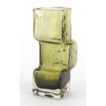 Whitefriars sage green drunken bricklayer vase, designed by Geoffrey Baxter, 21cm high :For