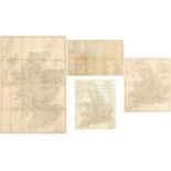 Four 19th century linen backed maps, The Tourists Route Map of England and Wales published at the